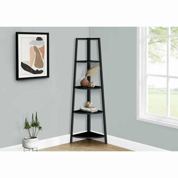 Daphnes Dinnette 60 in. Metal Corner Etagere Bookcase, Black DA3070875